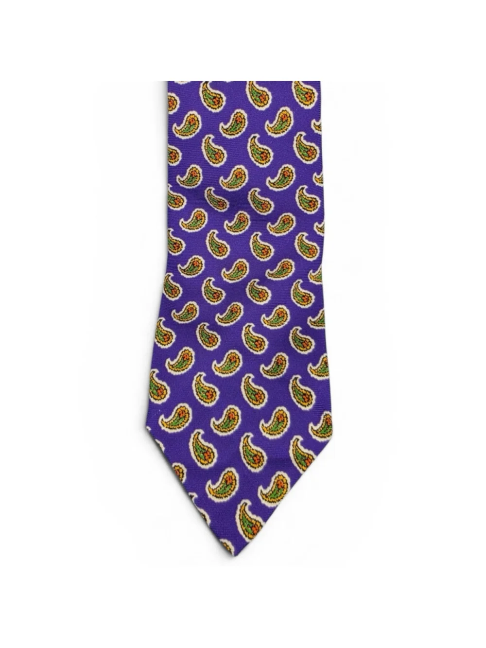 Vintage Polo Ralph Lauren Purple Paisley Necktie Silk Hand Made In Italy
